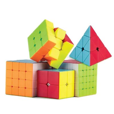 A set of coloured puzzle cubes used for problem-solving activities.