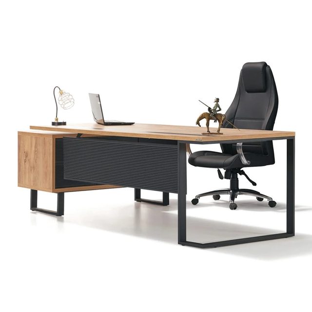 An executive desk and office chair.